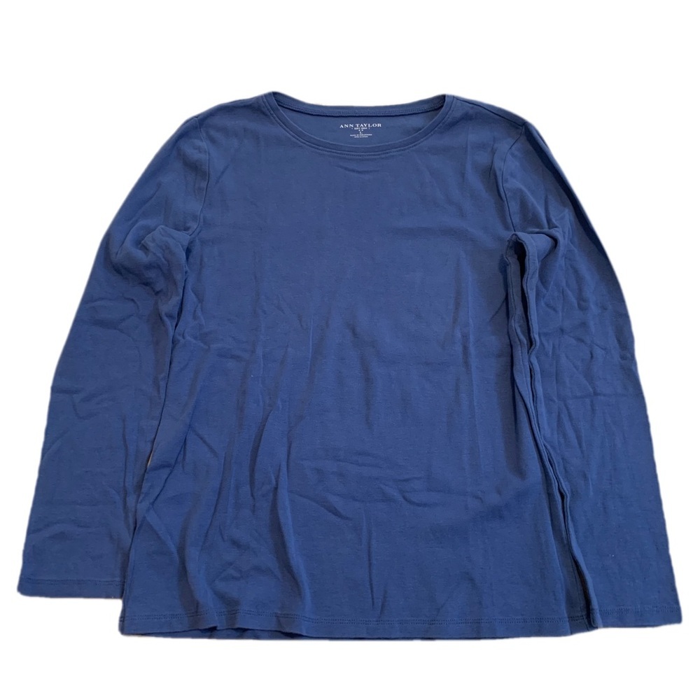 Ann Taylor Long Sleeve 100% Cotton Crew Neck Tee Size L